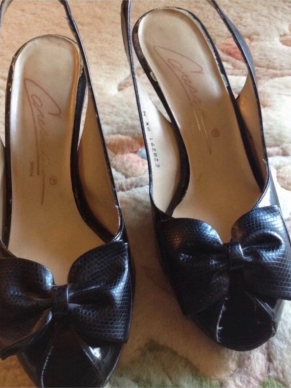 Black Patent Leather Sling-back Pumps